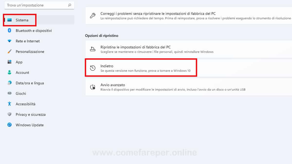 Come fare il Downgrade da Windows 11 a Windows 10