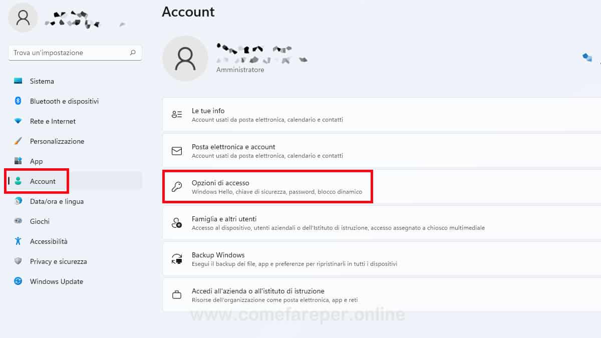 Come modificare la Password di Windows 11.