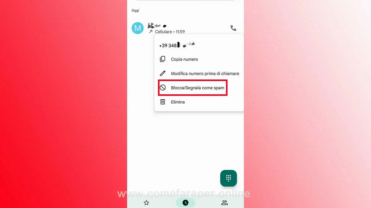 Come bloccare numero di cellulare.