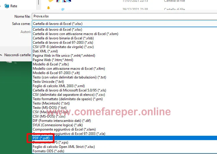 Come convertire file Excel in PDF con Microsoft Excel.
