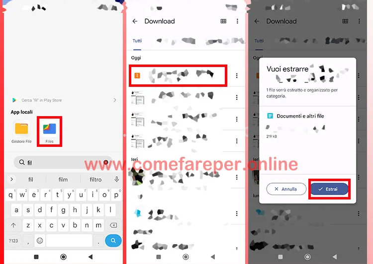 Aprire ZIP su Android con Files di Google.