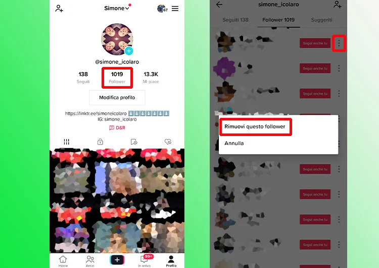 Come rimuovere un Follower su TikTok.