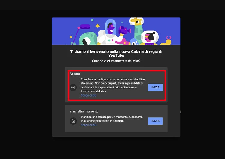 Come fare una Live su YouTube.