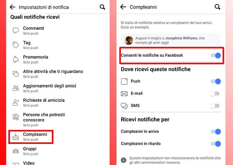 Come disattivare le notifiche di compleanno su Facebook.