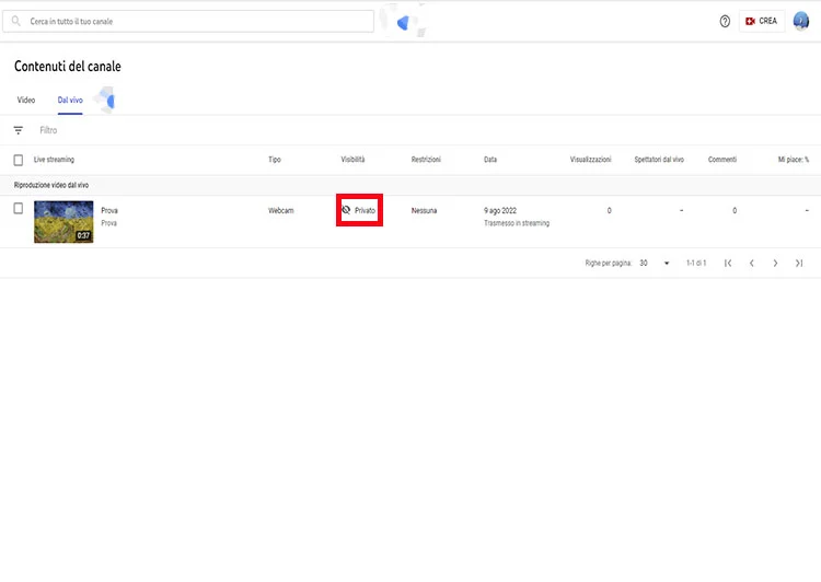 Come fare streaming su YouTube.
