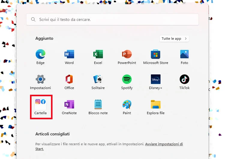 Aggiornamento Windows 11 (2022) - Raggruppare app nel menù Start. 
