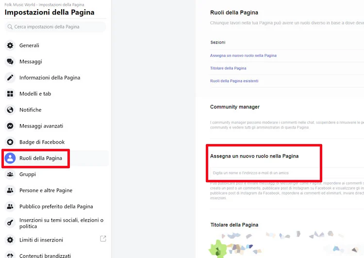 Come aggiungere amministratore Pagina Facebook.