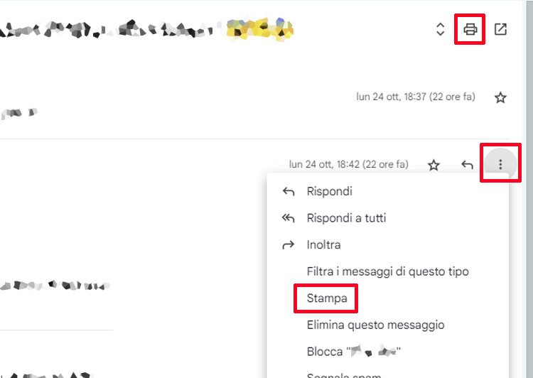 Come stampare una email di Gmail.