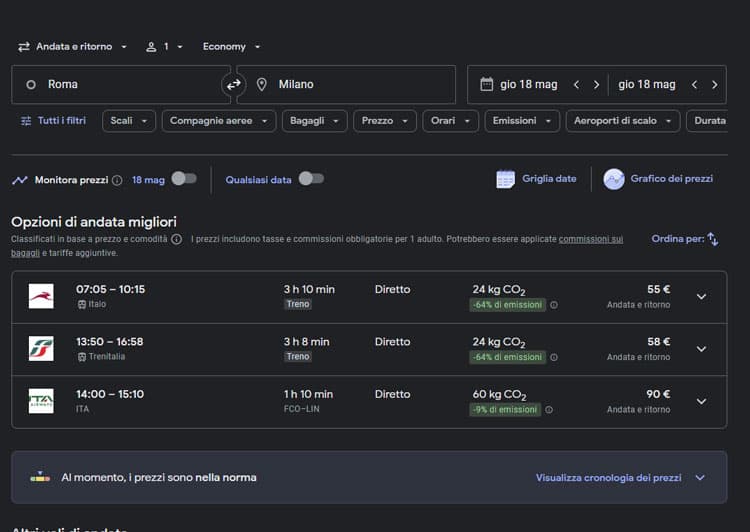 Siti web per voli low cost - Google viaggi.