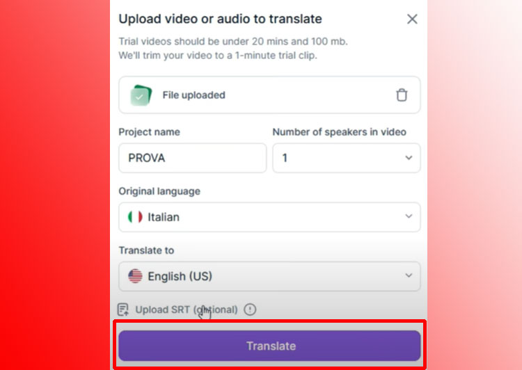 Come usare Rask AI per tradurre un video.