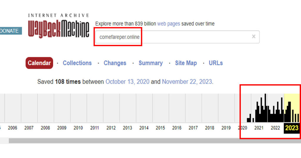 Vedere come era fatto un sito web in passato.