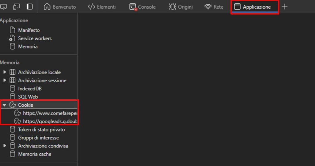 come vedere i cookie di un sito su microsoft edge.