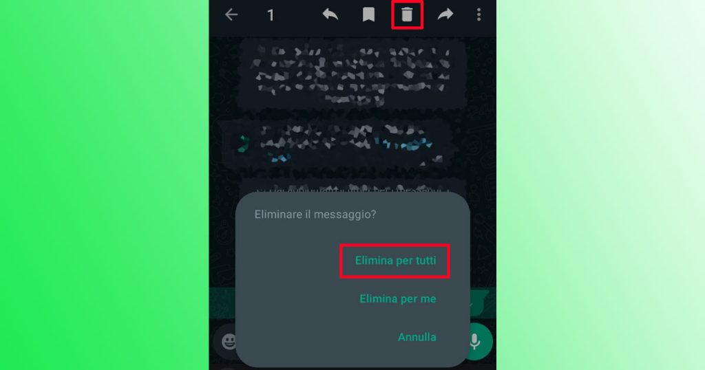 Come eliminare un messaggio inviato su WhatsApp.