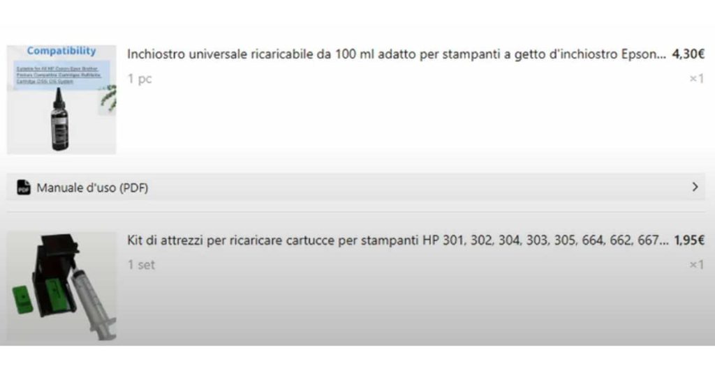 Cosa serve per ricaricare la cartuccia della stampante.